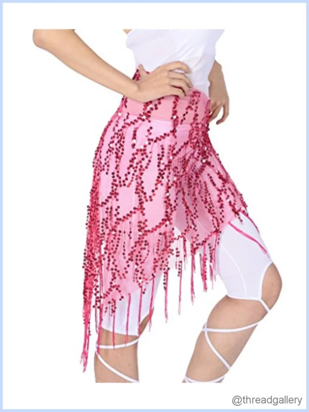 Sequin Triangle Hip Scarf with Fringe for Belly Dance